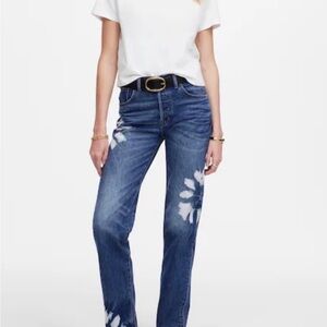 Madewell Blue Jeans with Floral Design